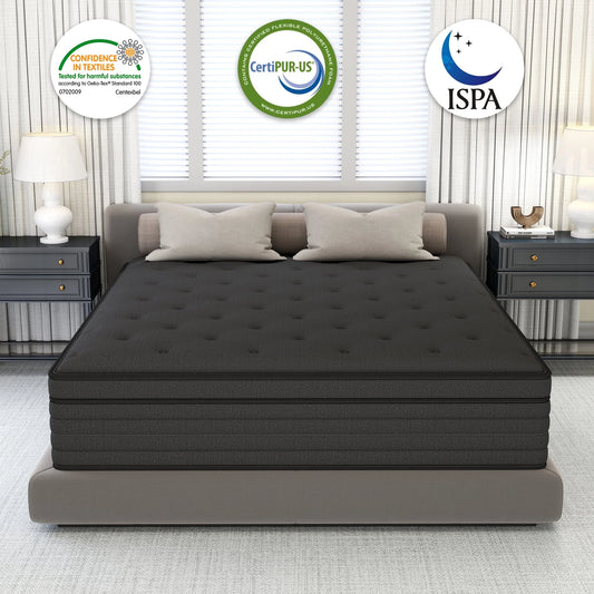 12 inch King Mattress,Hybrid Mattresses Medium Firm in a Box